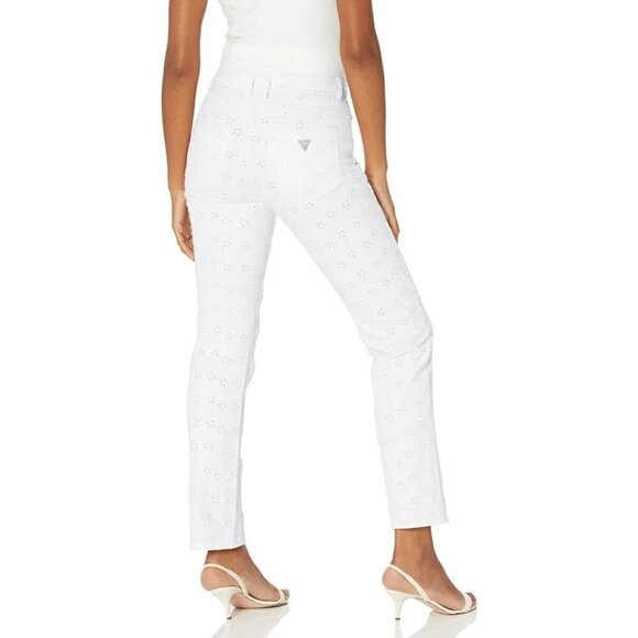 NWT GUESS GUESS FLORIDADA HIGH RISE STRETCH STRAIGHT FIT WHITE JEANS W31 ×32 - Picture 2 of 14
